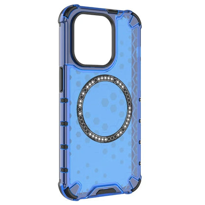 For iPhone 14 Pro Magnetic Phone Case Honeycomb Design TPU+PC Back Cover