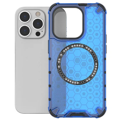 For iPhone 14 Pro Magnetic Phone Case Honeycomb Design TPU+PC Back Cover