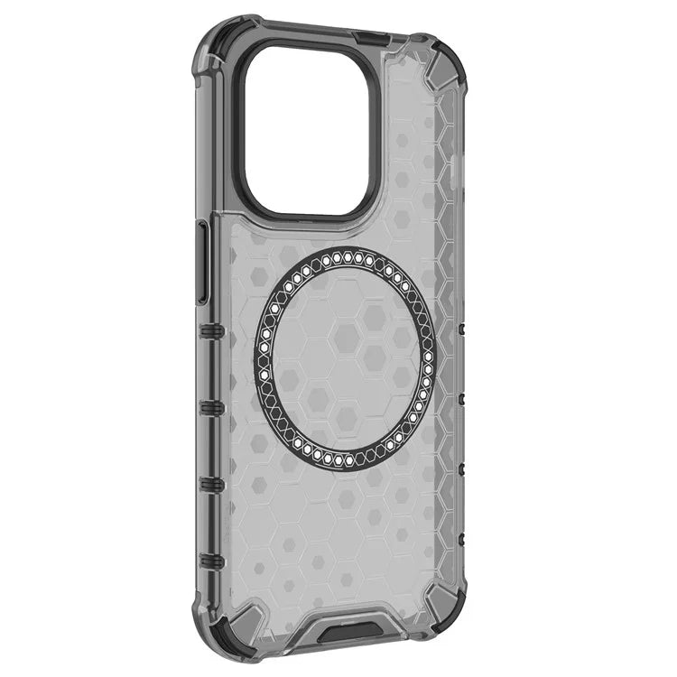 For iPhone 14 Pro Magnetic Phone Case Honeycomb Design TPU+PC Back Cover