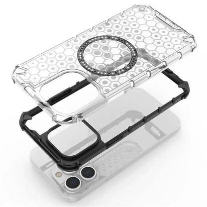 For iPhone 14 Pro Max Case Honeycomb TPU+PC Phone Cover Compatible with MagSafe