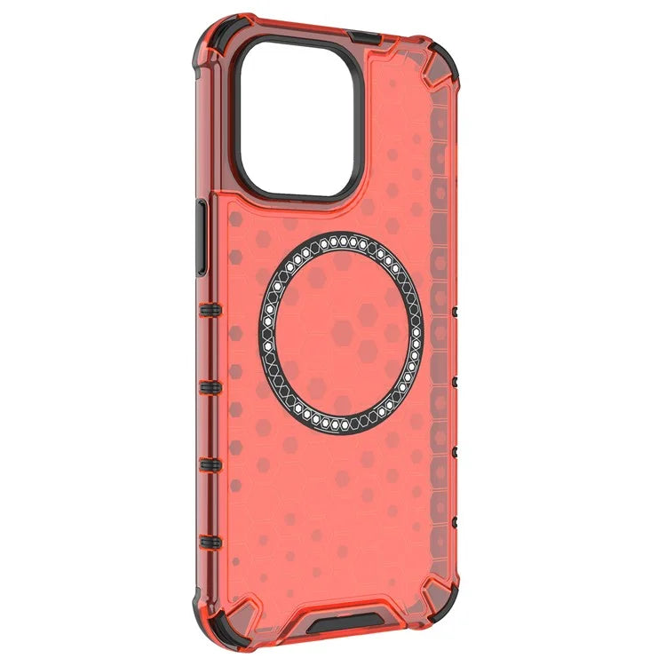 For iPhone 14 Pro Max Case Honeycomb TPU+PC Phone Cover Compatible with MagSafe