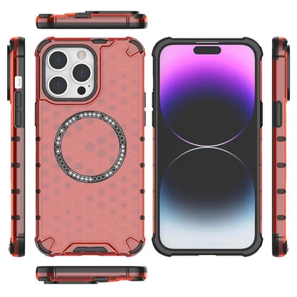 For iPhone 14 Pro Max Case Honeycomb TPU+PC Phone Cover Compatible with MagSafe