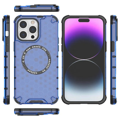 For iPhone 14 Pro Max Case Honeycomb TPU+PC Phone Cover Compatible with MagSafe