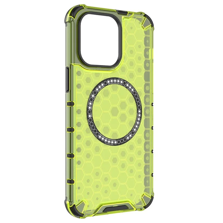 For iPhone 14 Pro Max Case Honeycomb TPU+PC Phone Cover Compatible with MagSafe