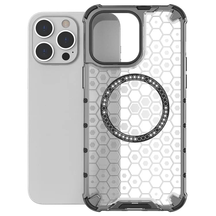For iPhone 14 Pro Max Case Honeycomb TPU+PC Phone Cover Compatible with MagSafe