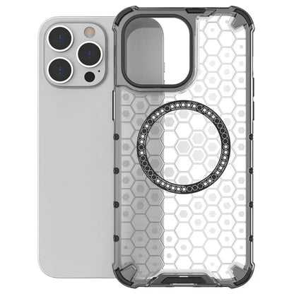 For iPhone 14 Pro Max Case Honeycomb TPU+PC Phone Cover Compatible with MagSafe