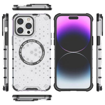 For iPhone 14 Pro Max Case Honeycomb TPU+PC Phone Cover Compatible with MagSafe