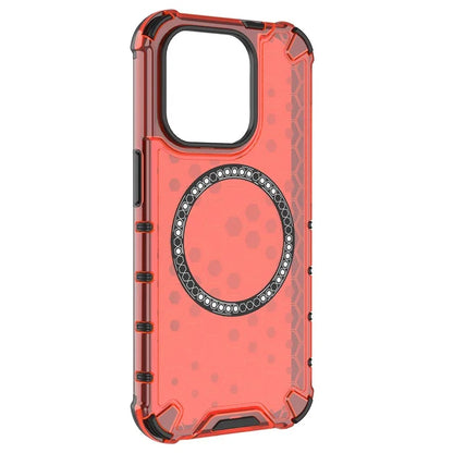 For iPhone 15 Pro Max Case Compatible with MagSafe Honeycomb Texture TPU+PC Phone Cover
