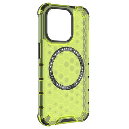 For iPhone 15 Pro Max Case Compatible with MagSafe Honeycomb Texture TPU+PC Phone Cover