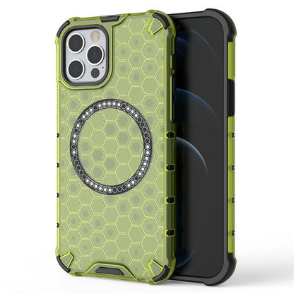 For iPhone 12 Pro Max Magnetic Case 4 Corner Shockproof Airbag Honeycomb TPU+PC Cover