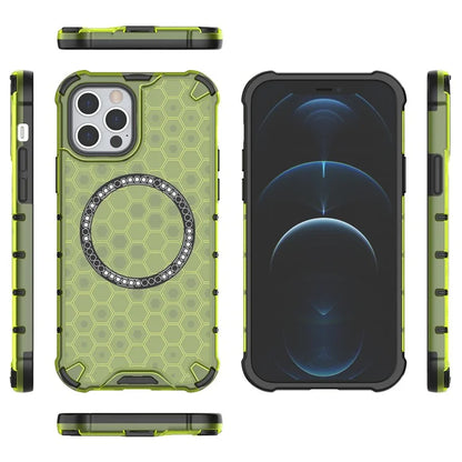 For iPhone 12 Pro Max Magnetic Case 4 Corner Shockproof Airbag Honeycomb TPU+PC Cover