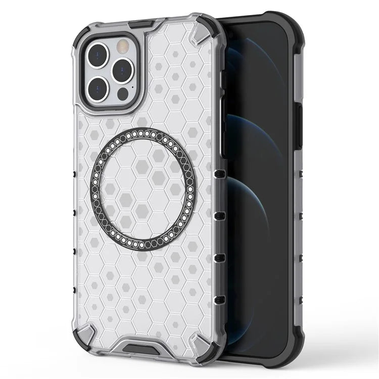 For iPhone 12 Pro Max Magnetic Case 4 Corner Shockproof Airbag Honeycomb TPU+PC Cover