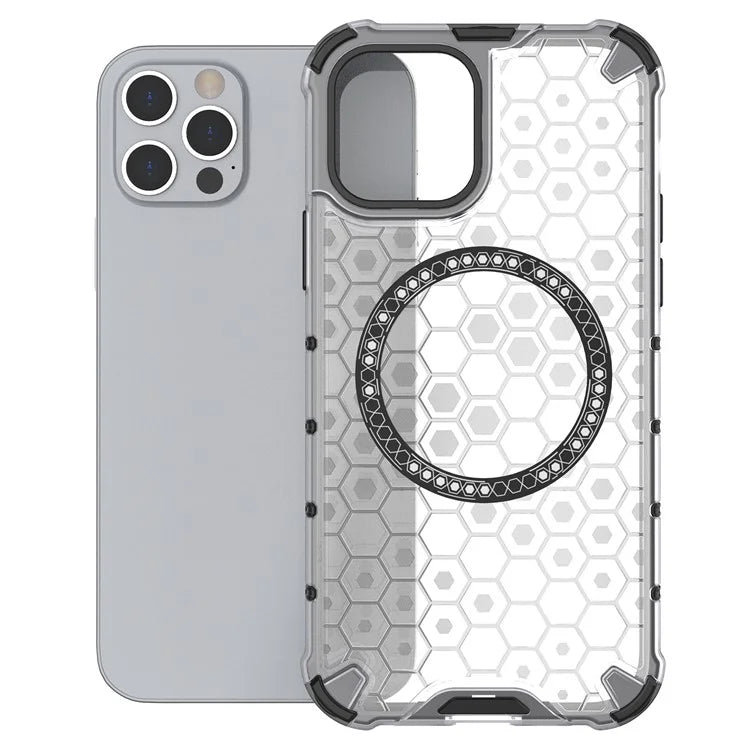 For iPhone 12 Pro Max Magnetic Case 4 Corner Shockproof Airbag Honeycomb TPU+PC Cover