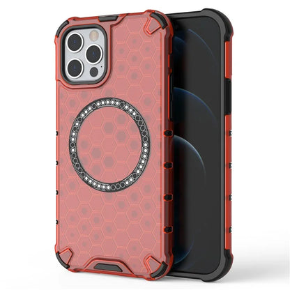 For iPhone 12 Pro Max Magnetic Case 4 Corner Shockproof Airbag Honeycomb TPU+PC Cover