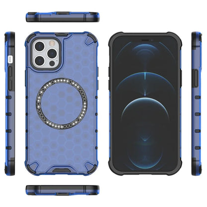 For iPhone 12 Pro Max Magnetic Case 4 Corner Shockproof Airbag Honeycomb TPU+PC Cover