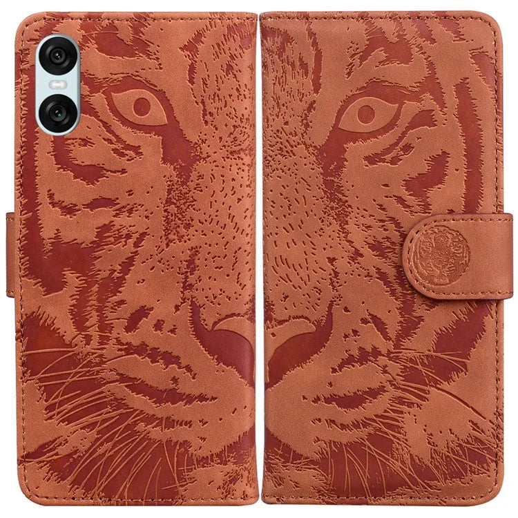 For Sony Xperia 5 VI Case Tiger Pattern Flip PU Leather Phone Cover