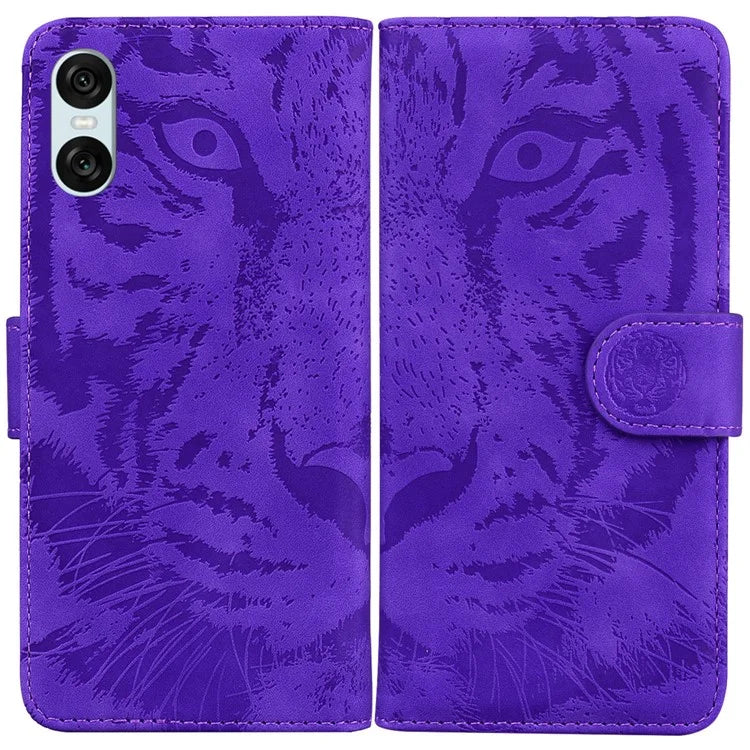 For Sony Xperia 5 VI Case Tiger Pattern Flip PU Leather Phone Cover