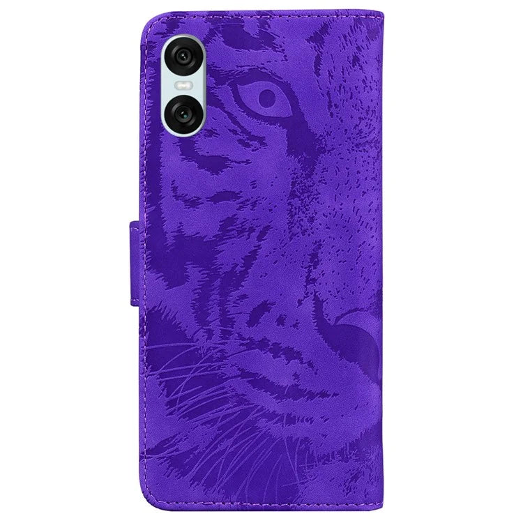 For Sony Xperia 5 VI Case Tiger Pattern Flip PU Leather Phone Cover