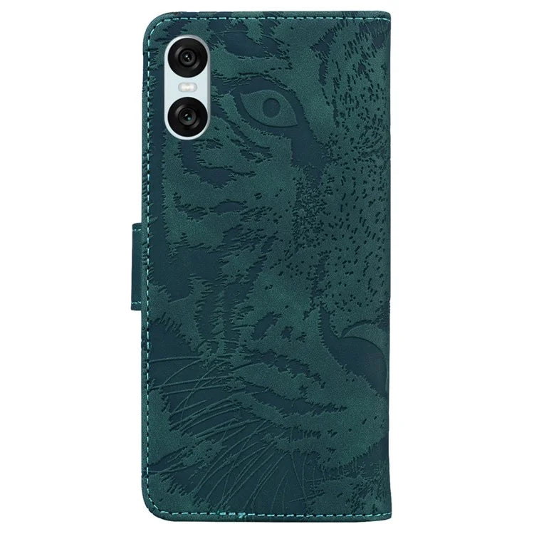 For Sony Xperia 10 VI Wallet Case Tiger Pattern PU Leather Folio Flip Phone Cover
