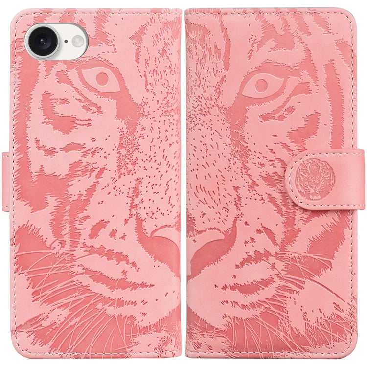 For iPhone SE (2024) Case Wallet Style Tiger Pattern PU Leather Phone Cover