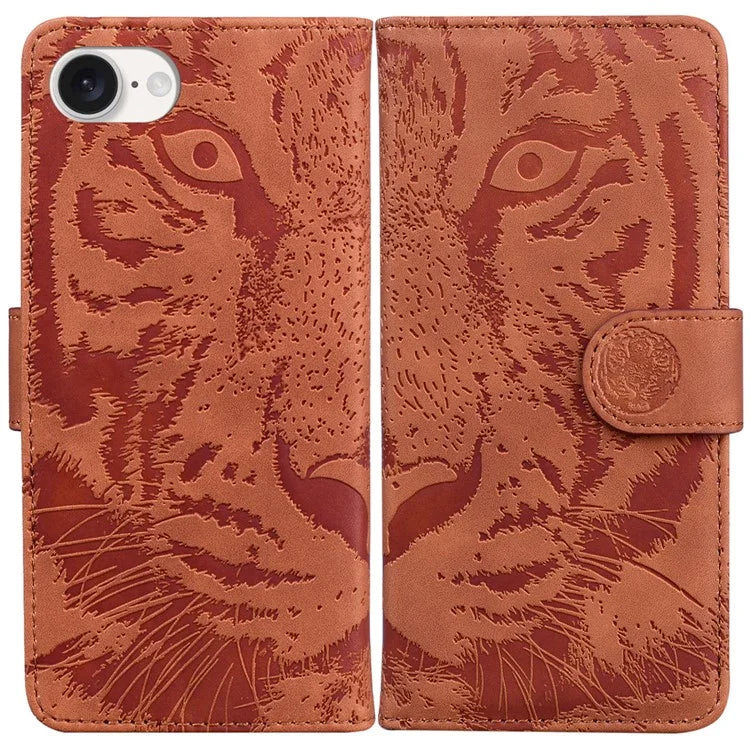 For iPhone SE (2024) Case Wallet Style Tiger Pattern PU Leather Phone Cover
