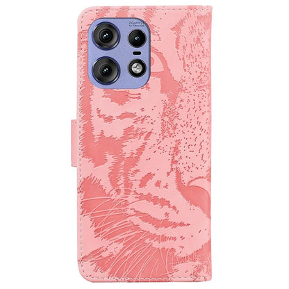 For Motorola Edge 50 Pro 5G Leather Case Phone Wallet Cover Tiger Pattern Imprinted