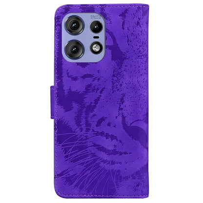 For Motorola Edge 50 Pro 5G Leather Case Phone Wallet Cover Tiger Pattern Imprinted