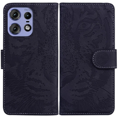 For Motorola Edge 50 Pro 5G Leather Case Phone Wallet Cover Tiger Pattern Imprinted