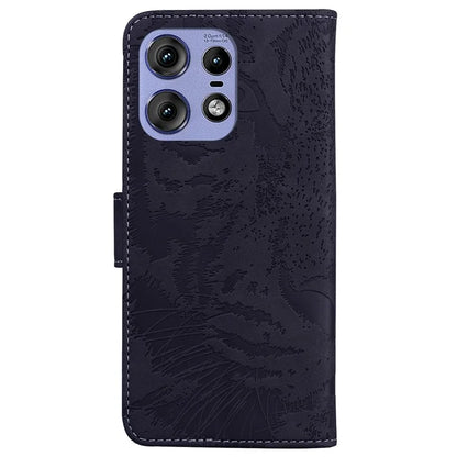 For Motorola Edge 50 Pro 5G Leather Case Phone Wallet Cover Tiger Pattern Imprinted