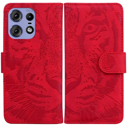 For Motorola Edge 50 Pro 5G Leather Case Phone Wallet Cover Tiger Pattern Imprinted