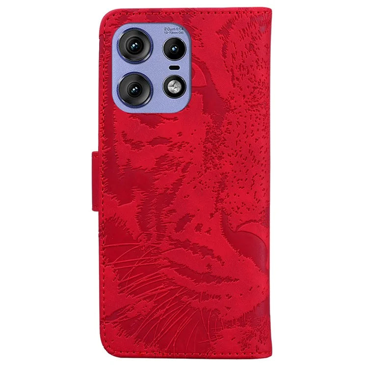For Motorola Edge 50 Pro 5G Leather Case Phone Wallet Cover Tiger Pattern Imprinted