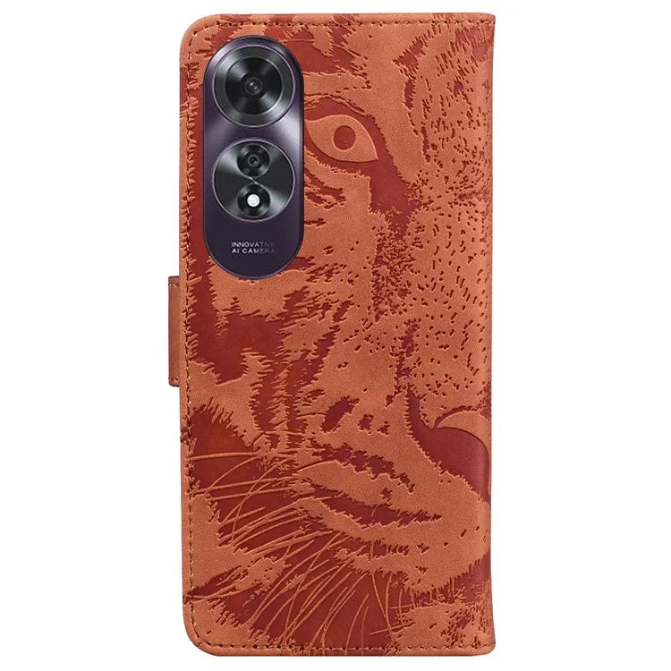 For Oppo A60 4G Case PU Leather Tiger Pattern Wallet Stand Phone Cover