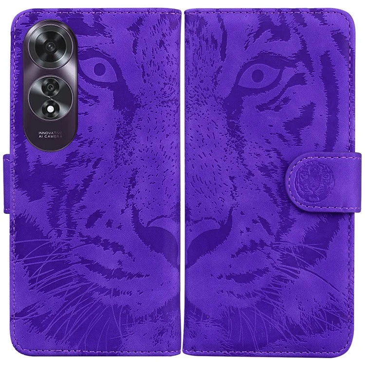 For Oppo A60 4G Case PU Leather Tiger Pattern Wallet Stand Phone Cover