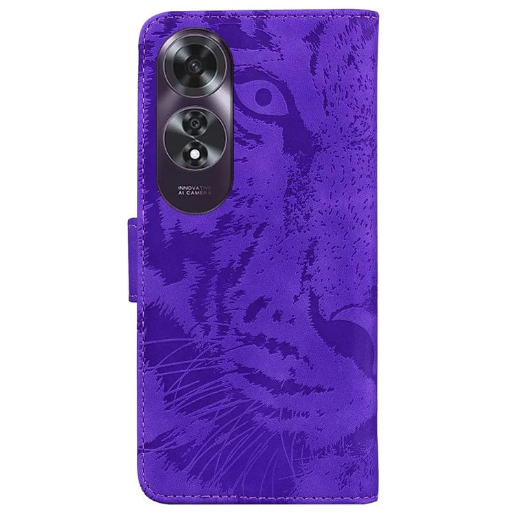 For Oppo A60 4G Case PU Leather Tiger Pattern Wallet Stand Phone Cover