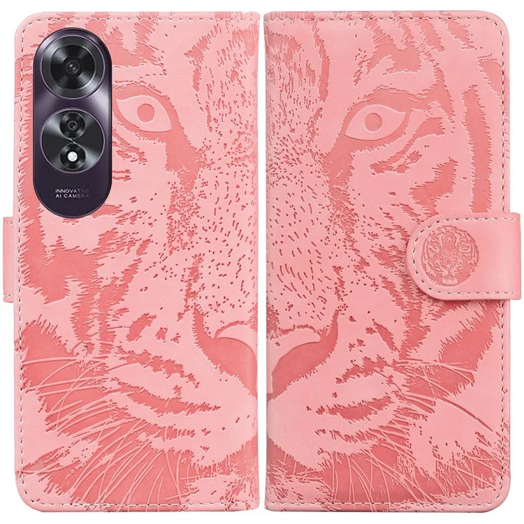 For Oppo A60 4G Case PU Leather Tiger Pattern Wallet Stand Phone Cover