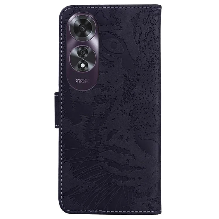 For Oppo A60 4G Case PU Leather Tiger Pattern Wallet Stand Phone Cover