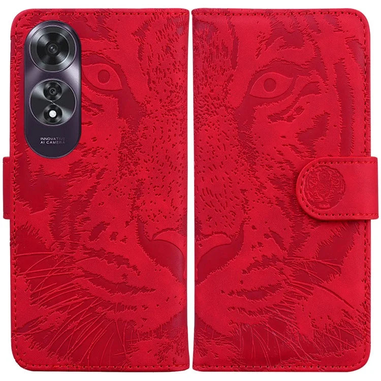 For Oppo A60 4G Case PU Leather Tiger Pattern Wallet Stand Phone Cover