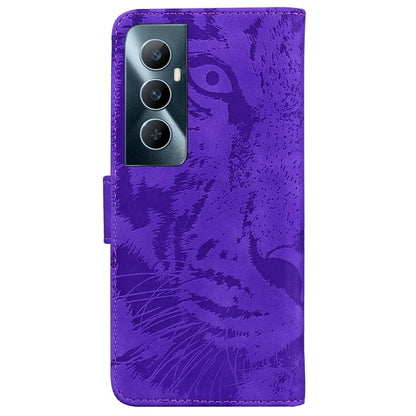For Realme C65 4G Case PU Leather Tiger Pattern Bookstyle Magnetic Clasp Protective Cover