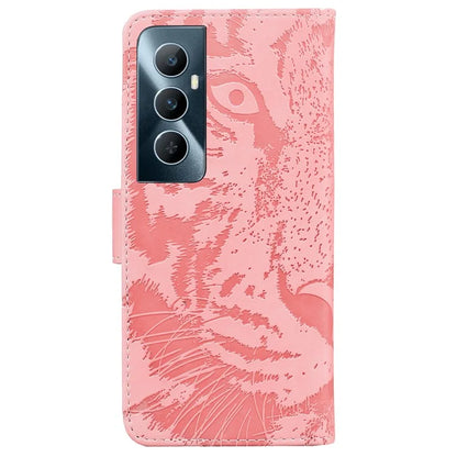 For Realme C65 4G Case PU Leather Tiger Pattern Bookstyle Magnetic Clasp Protective Cover