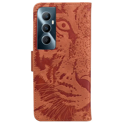 For Realme C65 4G Case PU Leather Tiger Pattern Bookstyle Magnetic Clasp Protective Cover