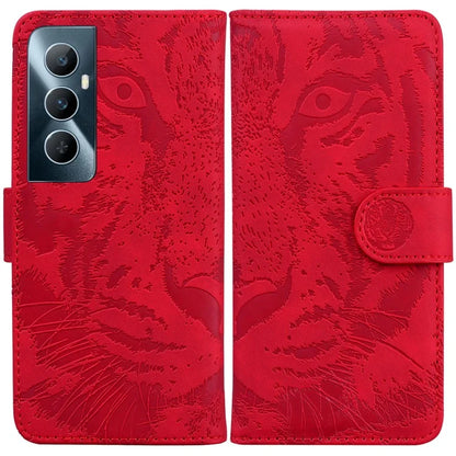 For Realme C65 4G Case PU Leather Tiger Pattern Bookstyle Magnetic Clasp Protective Cover
