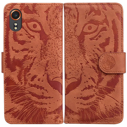 For Samsung Galaxy Xcover7 Case Wallet Tiger Pattern PU Leather Folio Phone Cover