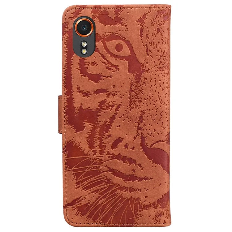 For Samsung Galaxy Xcover7 Case Wallet Tiger Pattern PU Leather Folio Phone Cover