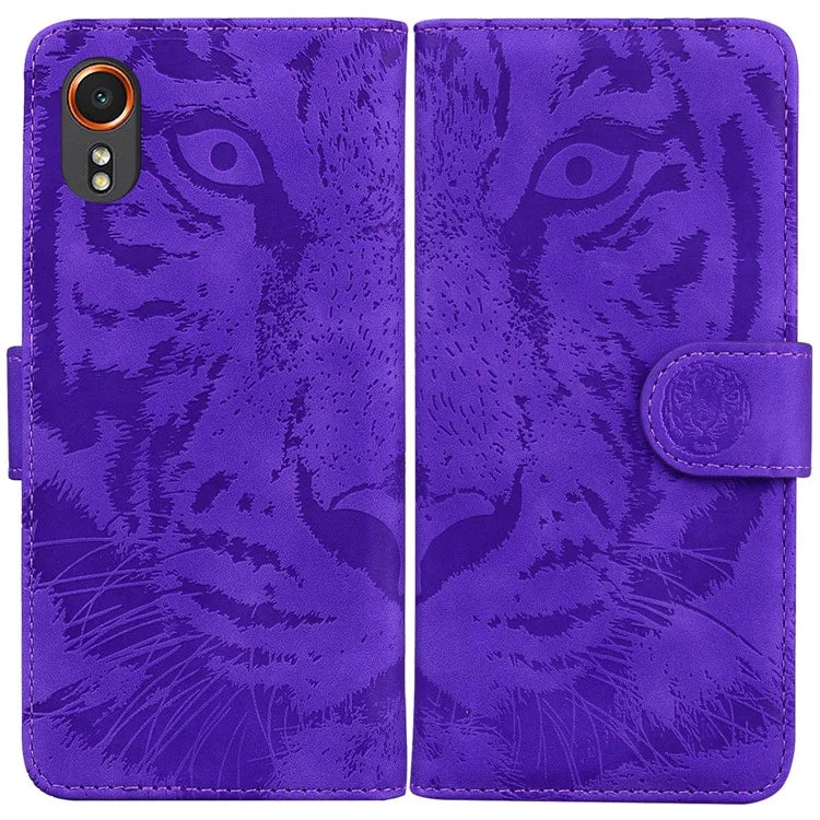 For Samsung Galaxy Xcover7 Case Wallet Tiger Pattern PU Leather Folio Phone Cover