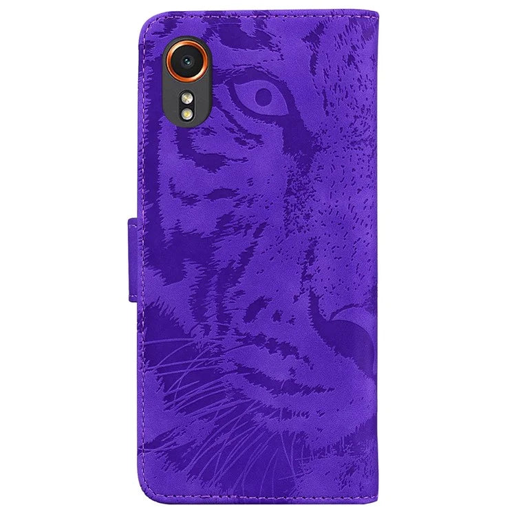 For Samsung Galaxy Xcover7 Case Wallet Tiger Pattern PU Leather Folio Phone Cover
