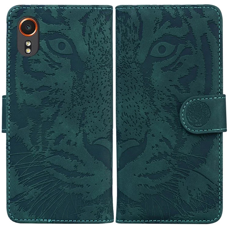 For Samsung Galaxy Xcover7 Case Wallet Tiger Pattern PU Leather Folio Phone Cover