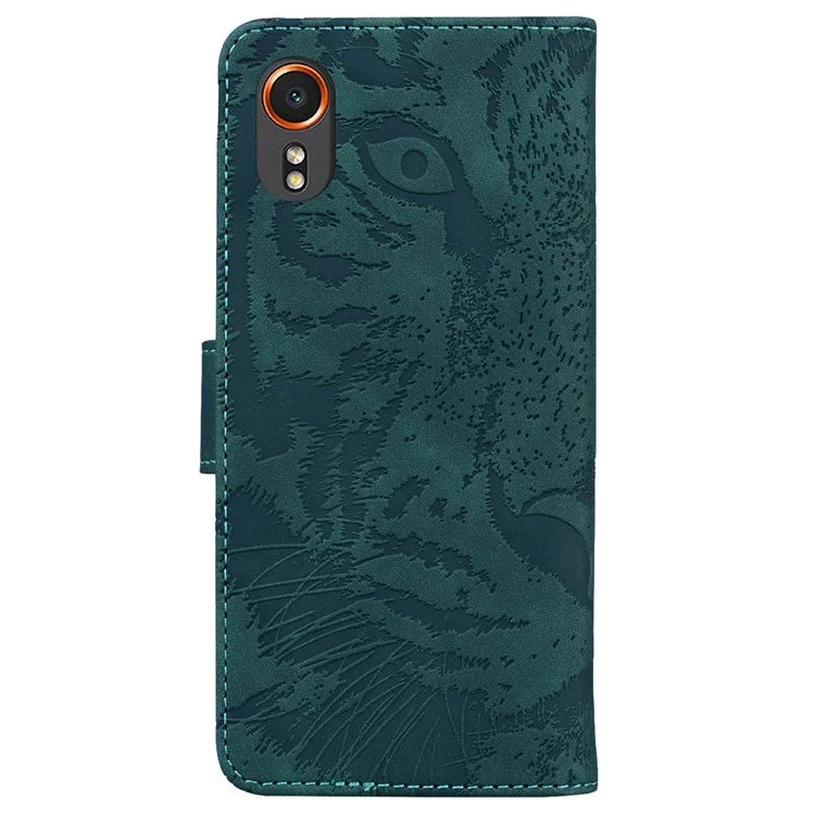 For Samsung Galaxy Xcover7 Case Wallet Tiger Pattern PU Leather Folio Phone Cover