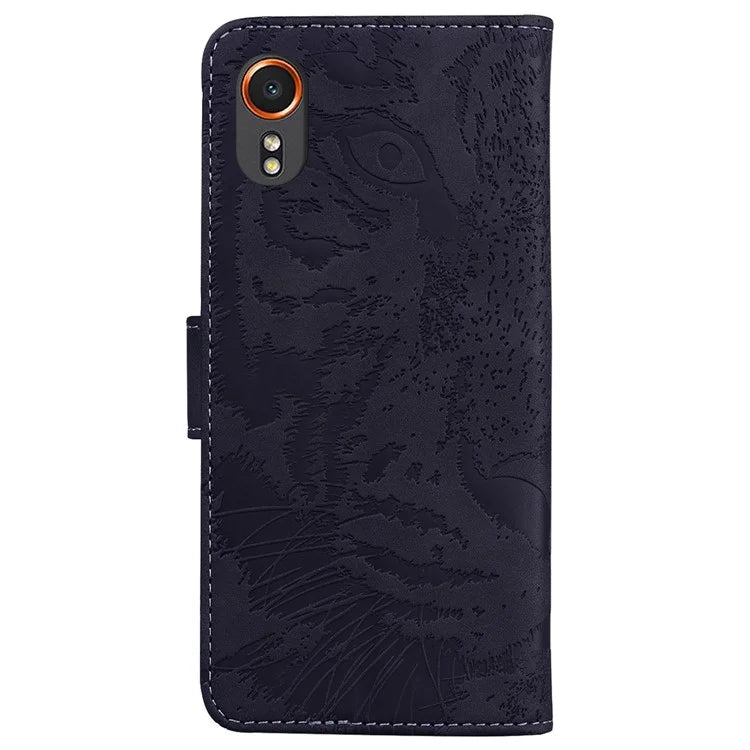 For Samsung Galaxy Xcover7 Case Wallet Tiger Pattern PU Leather Folio Phone Cover
