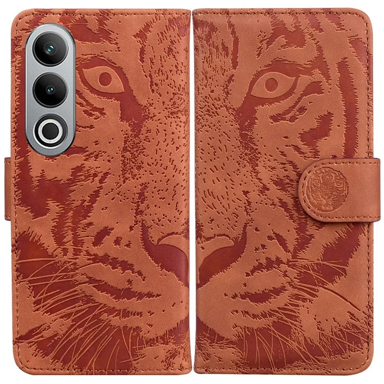 For OnePlus Nord CE4 5G Case Wallet Leather Phone Cover Imprinted Tiger Pattern