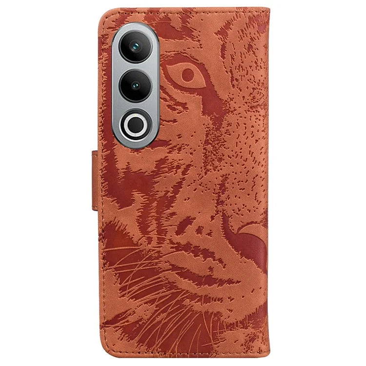 For OnePlus Nord CE4 5G Case Wallet Leather Phone Cover Imprinted Tiger Pattern